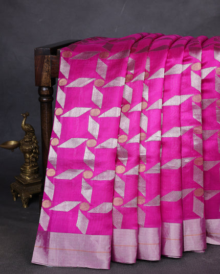 Hot Pink Banarasi Chanderi Silk Saree