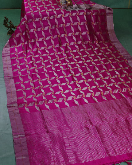Hot Pink Banarasi Chanderi Silk Saree