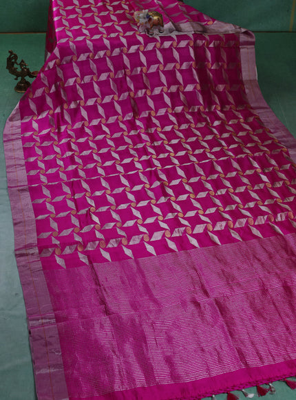 Hot Pink Banarasi Chanderi Silk Saree
