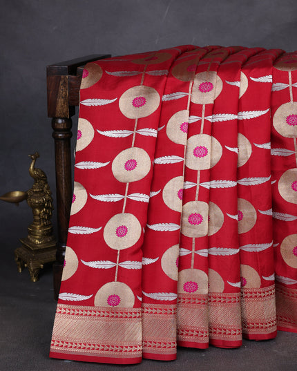 Red Banarasi Chanderi Silk Saree