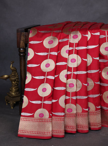 Red Banarasi Chanderi Silk Saree