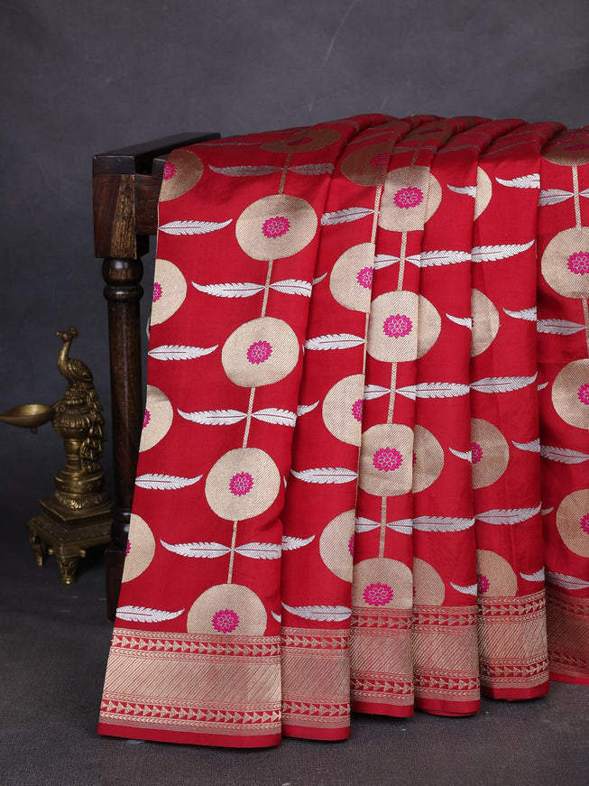 Red Banarasi Chanderi Silk Saree