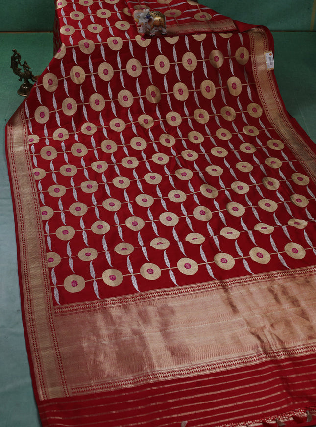 Red Banarasi Chanderi Silk Saree