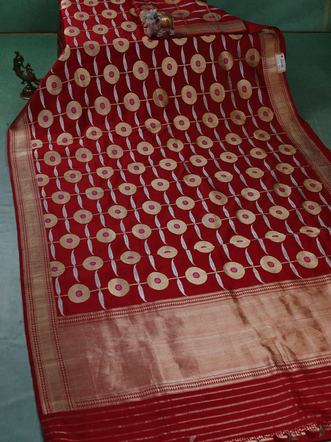 Red Banarasi Chanderi Silk Saree