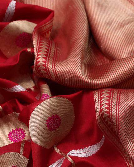 Red Banarasi Chanderi Silk Saree
