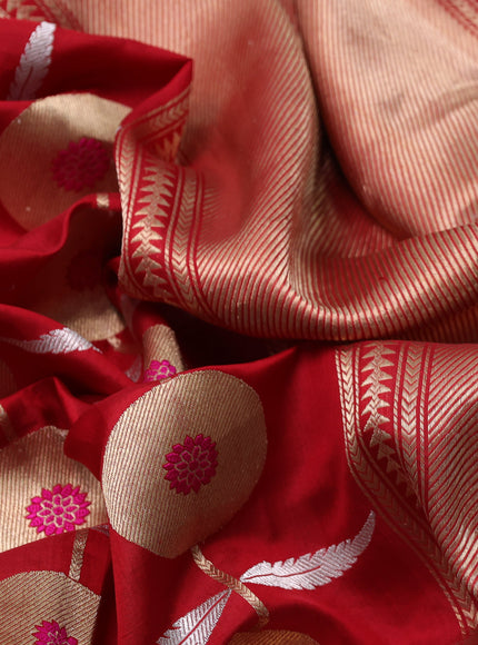 Red Banarasi Chanderi Silk Saree