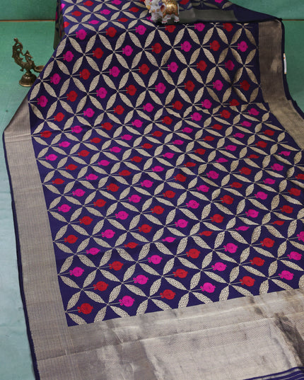 Blue Banarasi Chanderi Silk Saree