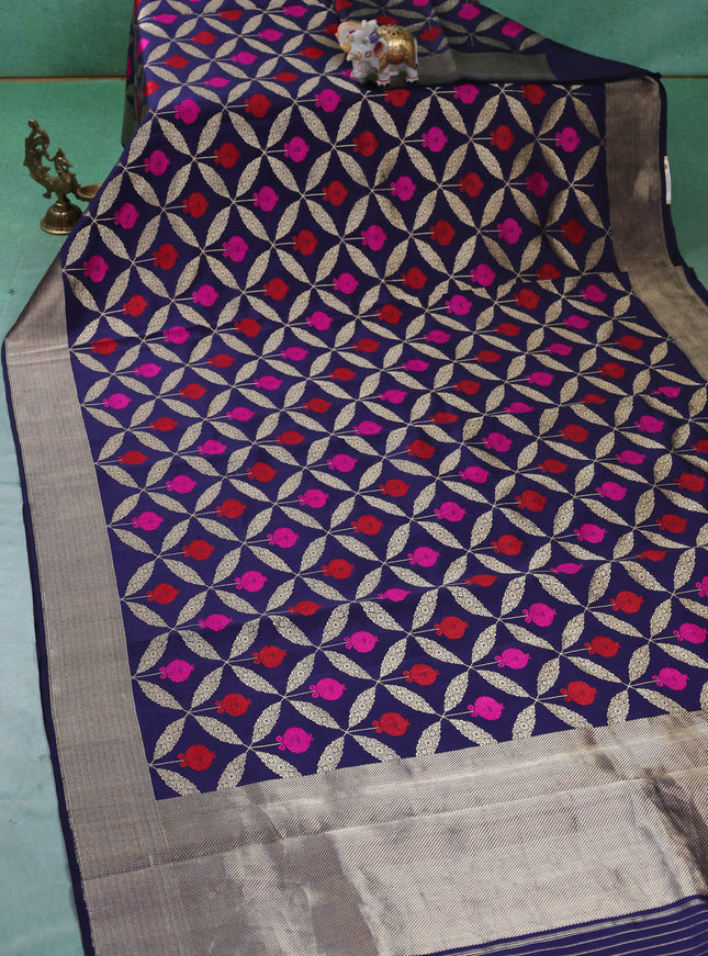 Blue Banarasi Chanderi Silk Saree