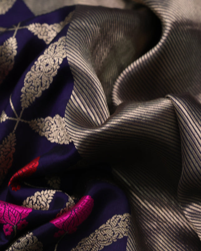 Blue Banarasi Chanderi Silk Saree