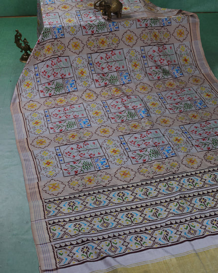 Beige-Brpwn Patan Patola Saree