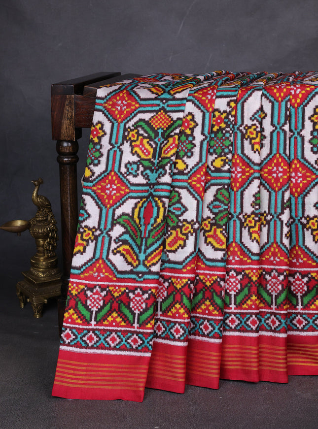 White-Red Patan Patola Saree