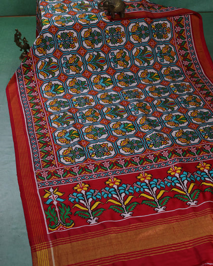 White-Red Patan Patola Saree