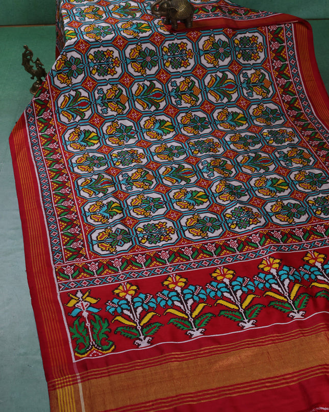 White-Red Patan Patola Saree