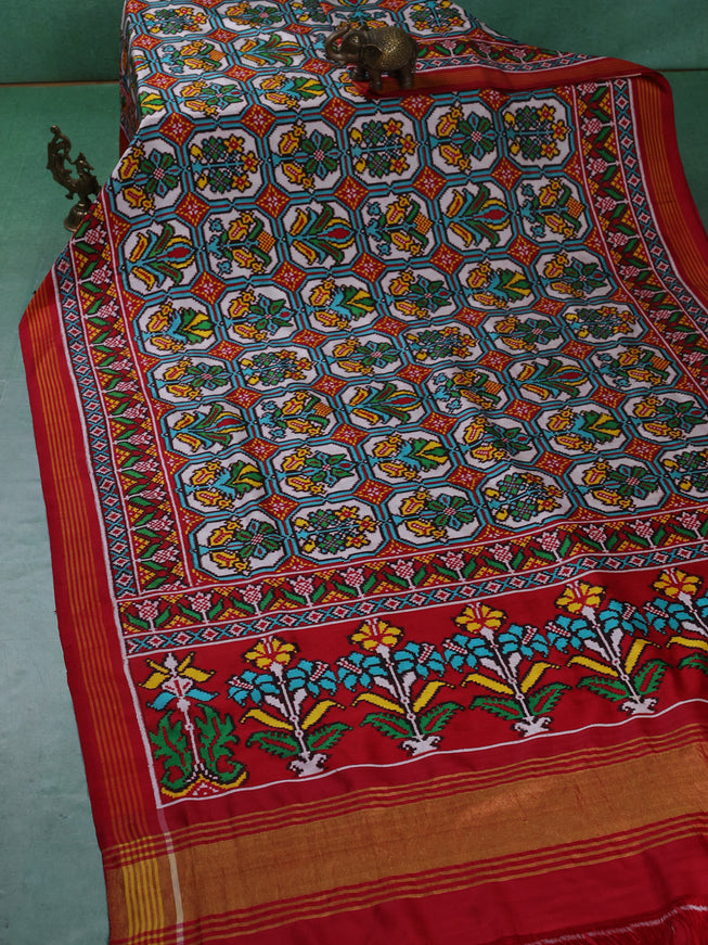 White-Red Patan Patola Saree