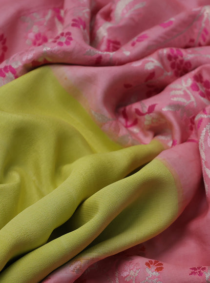 Yellow-Peach Banarasi Crepe Silk Saree