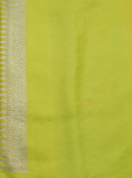 Yellow-Teal Green Banarasi Crepe Silk Saree