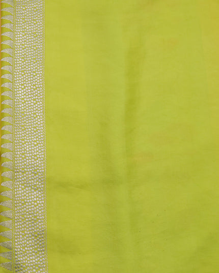 Yellow-Teal Green Banarasi Crepe Silk Saree