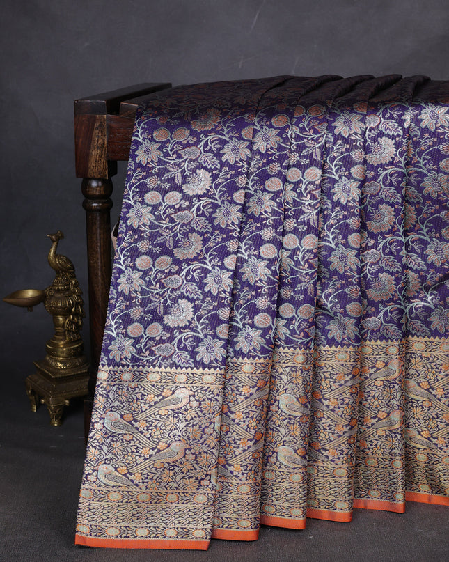 Blue Pure Kanchipuram Silk Saree