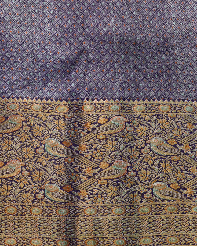 Blue Pure Kanchipuram Silk Saree