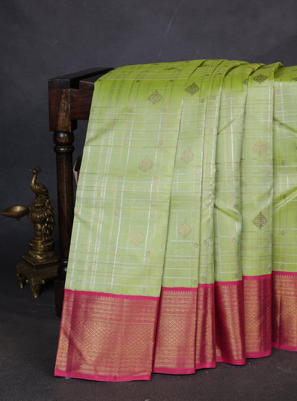 Pista Green-Pink Pure Kanchipuram Silk Saree