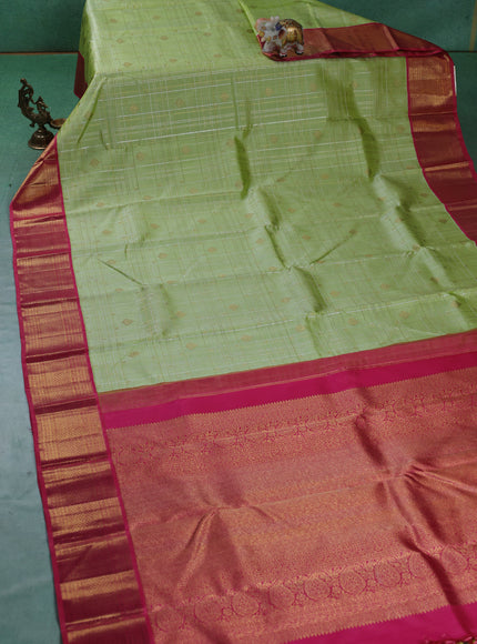 Pista Green-Pink Pure Kanchipuram Silk Saree