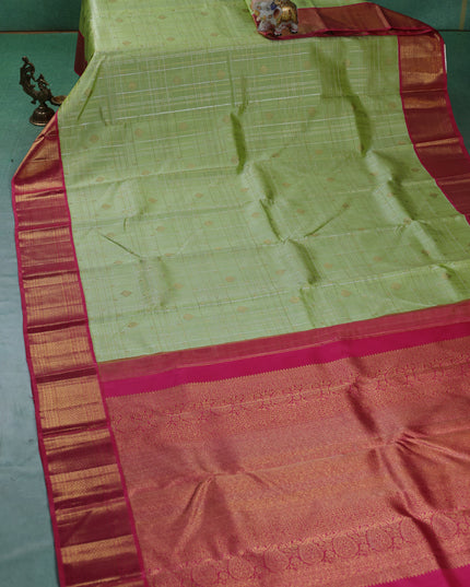 Pista Green-Pink Pure Kanchipuram Silk Saree