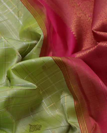 Pista Green-Pink Pure Kanchipuram Silk Saree