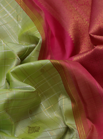 Pista Green-Pink Pure Kanchipuram Silk Saree
