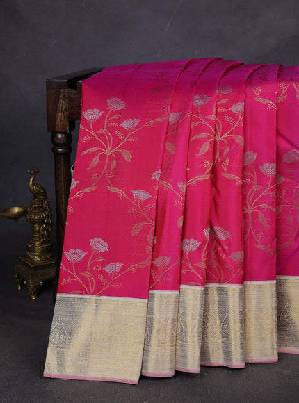 Rani Pink-Grey Pure Kanchipuram Silk Saree