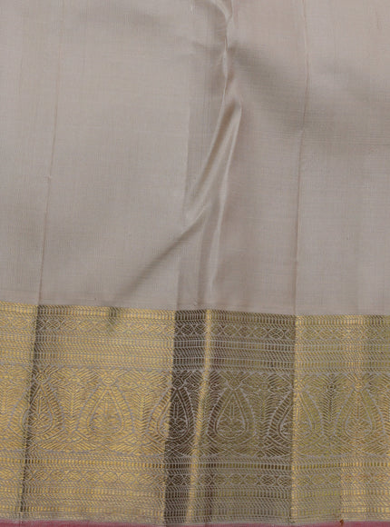 Rani Pink-Grey Pure Kanchipuram Silk Saree