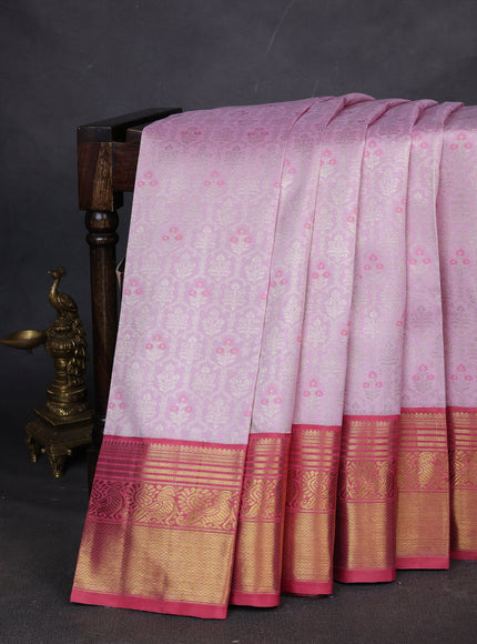 Light Pink-Peach Pink Pure Kanchipuram Silk Saree