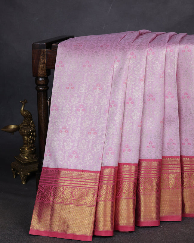 Light Pink-Peach Pink Pure Kanchipuram Silk Saree