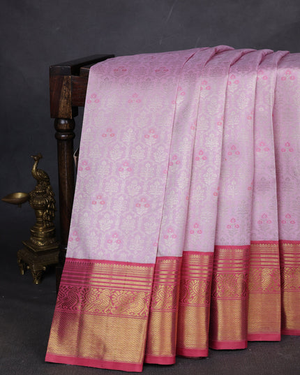 Light Pink-Peach Pink Pure Kanchipuram Silk Saree
