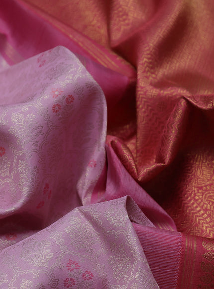 Light Pink-Peach Pink Pure Kanchipuram Silk Saree