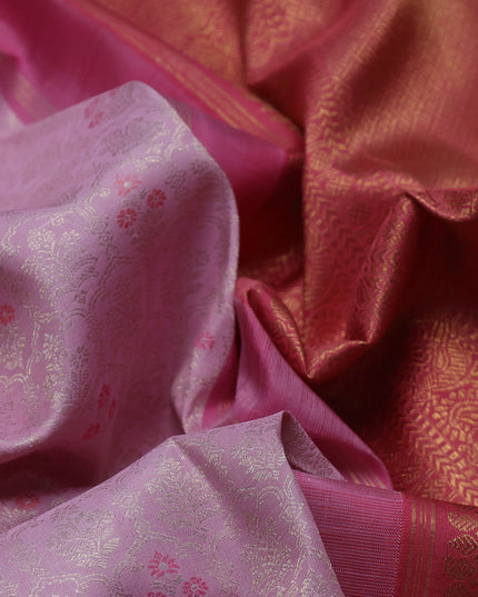 Light Pink-Peach Pink Pure Kanchipuram Silk Saree