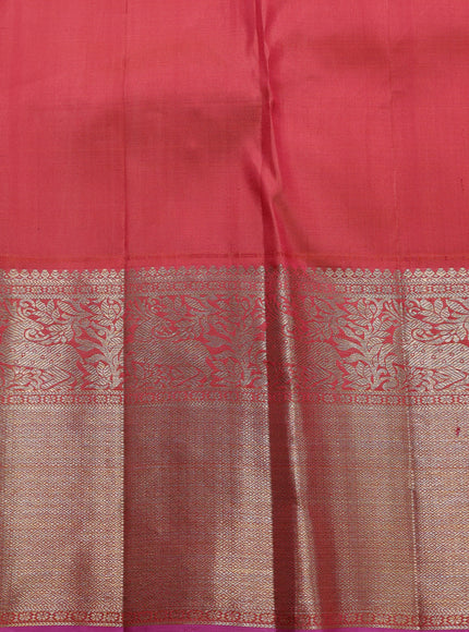 Beige-Pink Pure Kanchipuram Silk Saree