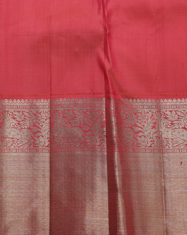 Beige-Pink Pure Kanchipuram Silk Saree