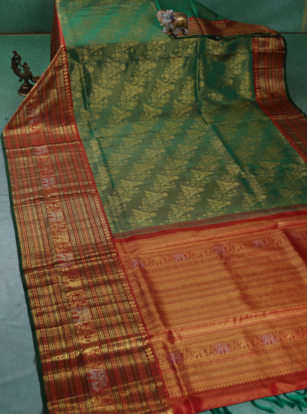 Green-Red Kanchipuram Silk Saree