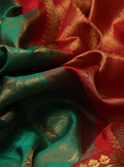 Green-Red Kanchipuram Silk Saree