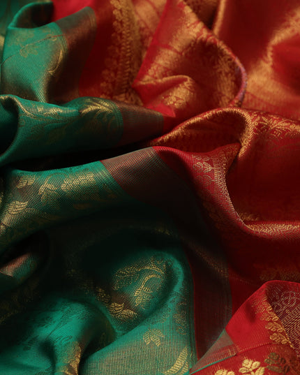 Green-Red Kanchipuram Silk Saree