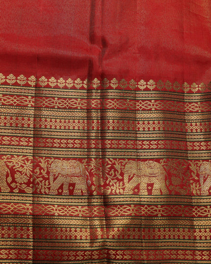 Green-Red Kanchipuram Silk Saree