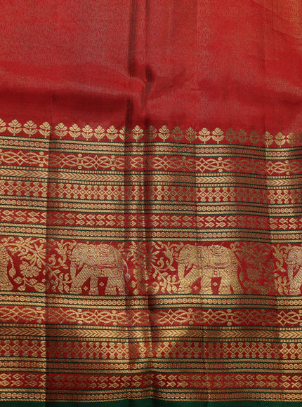 Green-Red Kanchipuram Silk Saree