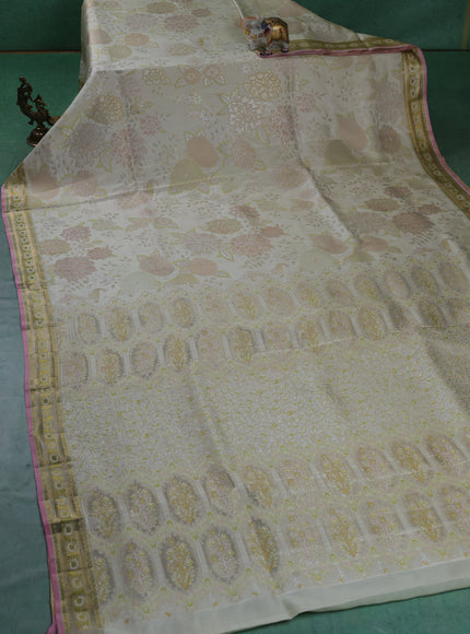 Off White Pure Kanchipuram Silk Saree