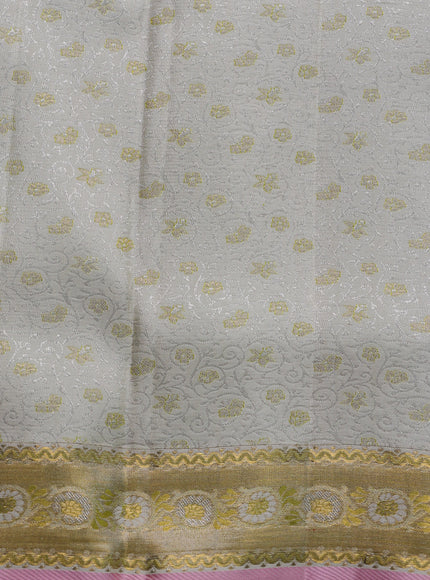 Off White Pure Kanchipuram Silk Saree