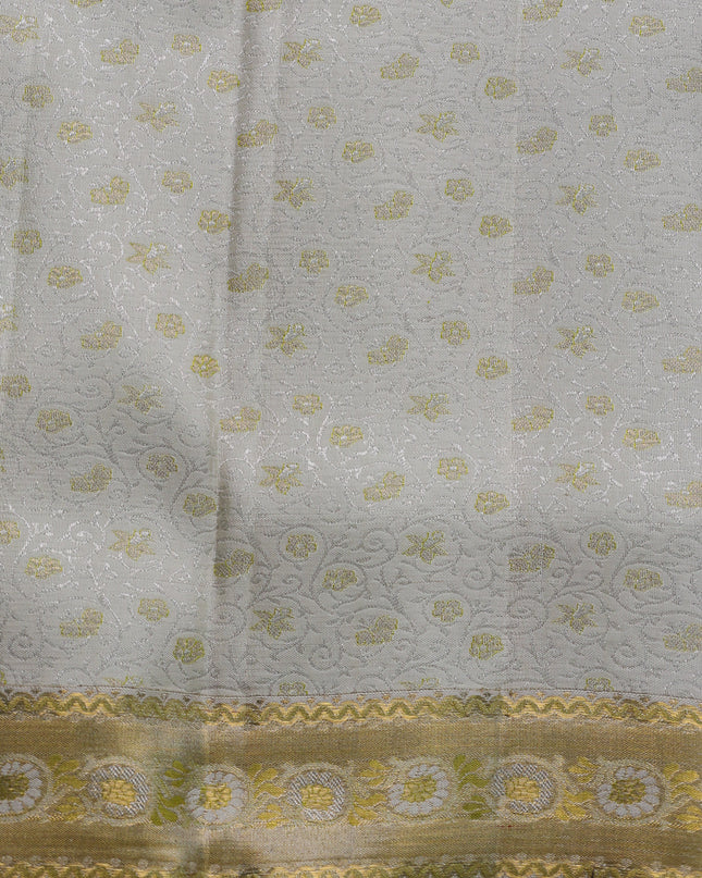 Off White Pure Kanchipuram Silk Saree