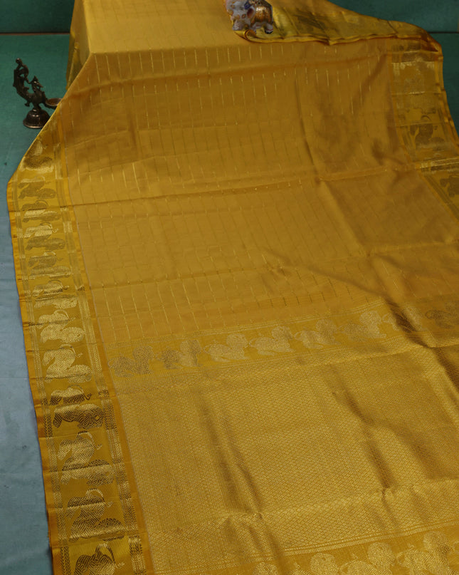 Yellow Kanchipuram Kota Saree