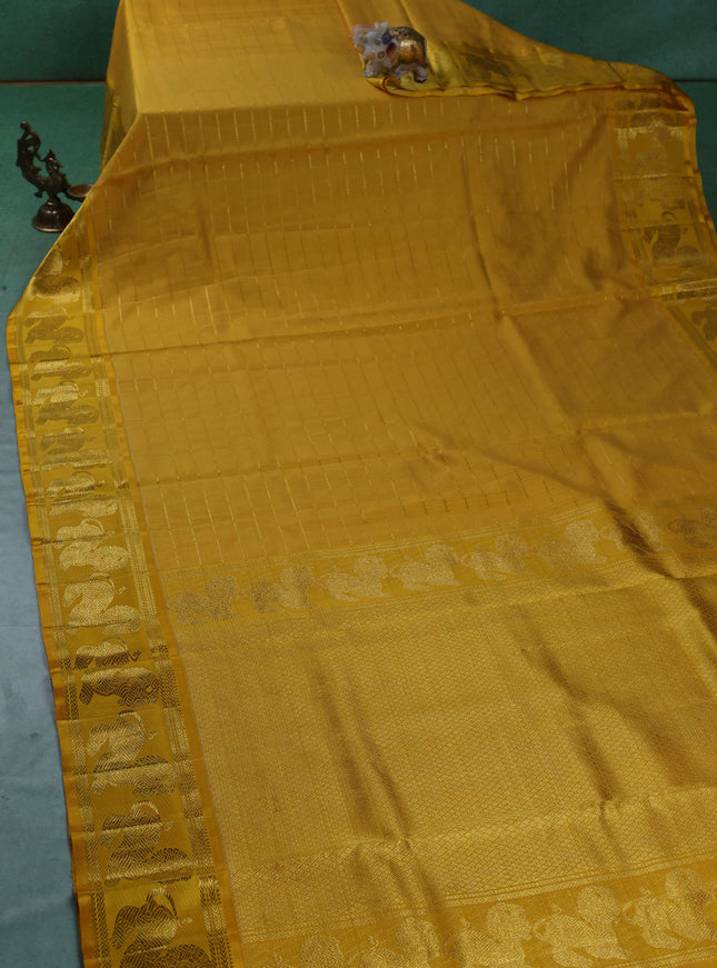Yellow Kanchipuram Kota Saree