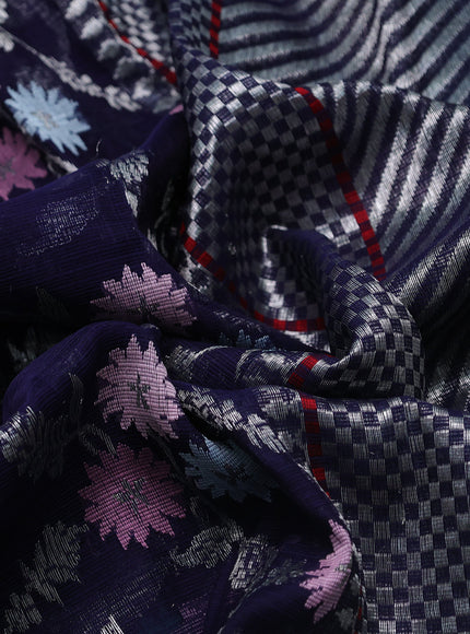 Blue-Maroon Real Zari Cotton Kota Saree