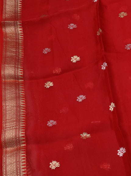 Mustard Yellow-Magenta Pink Banarasi Kora Saree