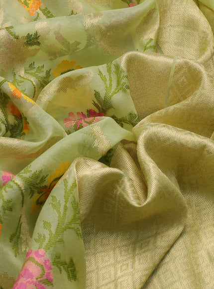 Pista Green Banarasi Kora Saree